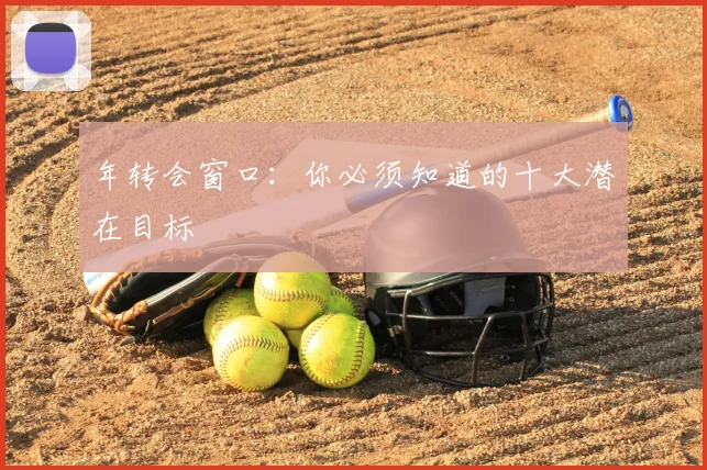年转会窗口:你必须知道的十大潜在目标